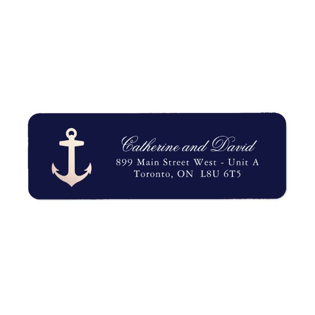 Rose Gold Nautical Anchor Return Address Labels (Front)