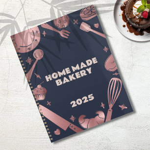 Rose Gold & Navy Baking Utensils Bakery Business Planner