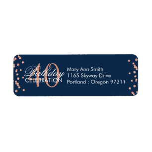 Rose Gold Navy Blue 40th Birthday Glitter Confetti