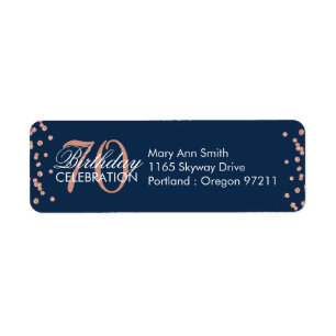 Rose Gold Navy Blue 70th Birthday Glitter Confetti