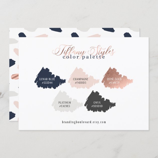 Rose Gold Navy Blue & Blush Colour Palette Card | Zazzle