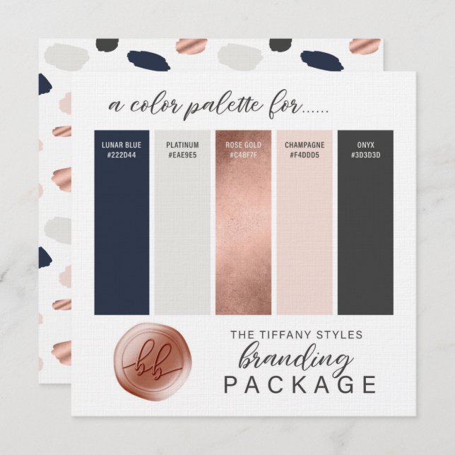 Rose Gold Navy Blue & Blush Colour Palette Card (Front/Back)