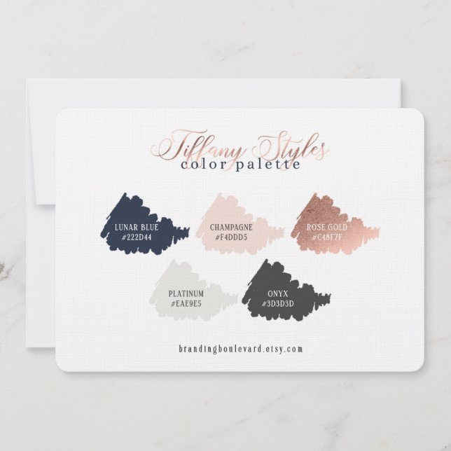 Rose Gold Navy Blue &  Blush Colour Palette Card (Front)