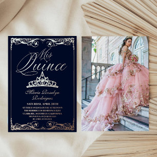 Rose Gold & Navy Blue Elegant Quinceanera Photo