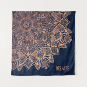 Rose Gold & Navy Blue Mandala Tapestry