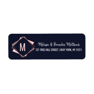 Rose Gold Navy Blue Mauve Geometric Address