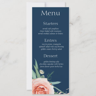 Rose gold & navy blue set 18 Menu card
