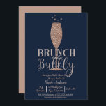 Rose Gold Navy Champagne Bubbly Bridal Brunch Invitation<br><div class="desc">Customise for your event</div>
