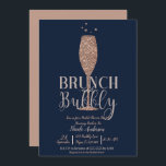Rose Gold Navy Champagne Bubbly Bridal Brunch Invitation<br><div class="desc">Customise for your event</div>