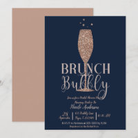 Rose Gold Navy Champagne Bubbly Bridal Brunch