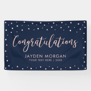 Rose Gold & Navy   Congratulations Event Party Banner