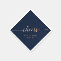 Rose Gold & Navy Elegant Stylish Lettering Cheers