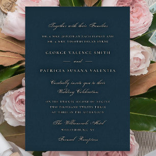 Rose Gold Navy Formal Calligraphy Elegant Wedding
