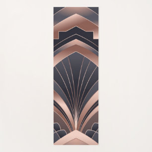 Rose Gold Navy Geometric Fan Neo Deco Art Yoga Mat