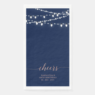 Rose Gold & Navy String Lights Elegant Cheers Napkin