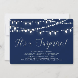 Rose Gold & Navy Surprise 30th Birthday Party Invitation