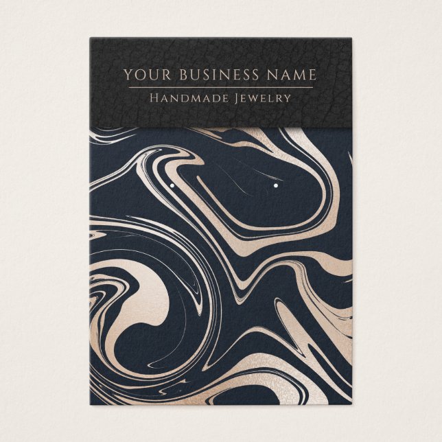 Rose Gold Navy Swirls Earring Display Cards (Front)