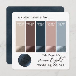 Rose Gold & Navy Winter Wedding Colour Palette Car Invitation