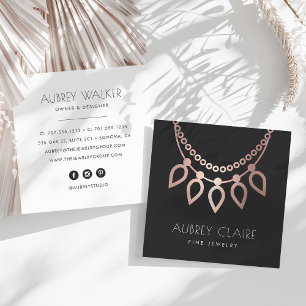 Rose Gold Necklace Jeweller Logo Square Business Card