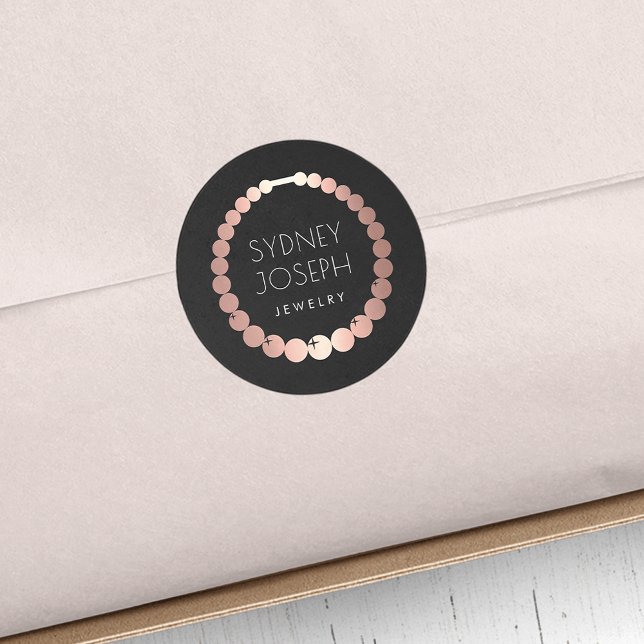 Rose Gold Necklace | Jewelry Design Logo Classic Round Sticker (Creator Uploaded)