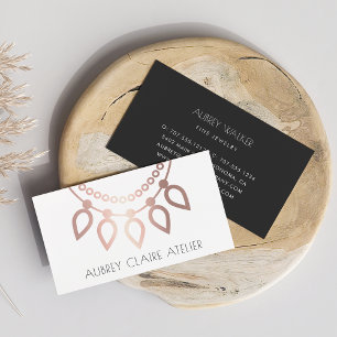 Rose Gold Necklace Logo Jewellery Design Business Card
