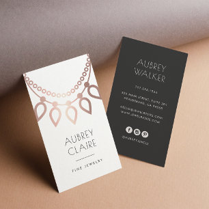Rose Gold Necklace Logo Jewellery Designer Business Card