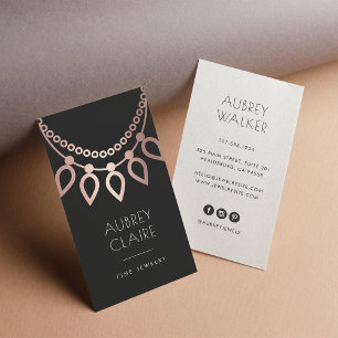Rose Gold Necklace Logo   Jewelry Designer Business Card