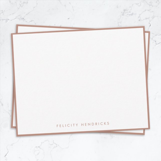 Rose Gold Note Card | Modern Elegant Luxe Notecard (Elegant rose gold border note card by Guava - modern, minimalist, and easily customizable.)