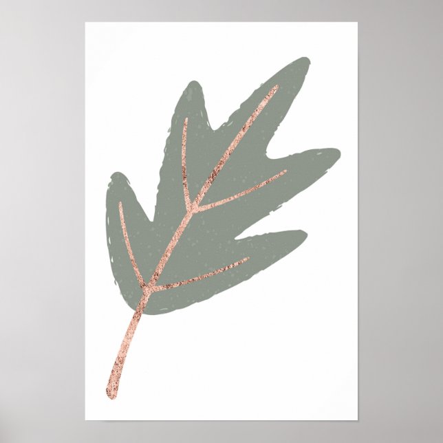 Rose Gold Oak Leaf Wall Print (Front)