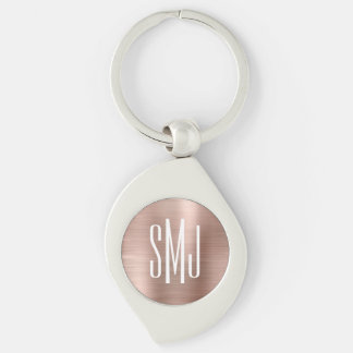 Rose Gold Ombre Foil Three Letter Monogrammed Key Ring