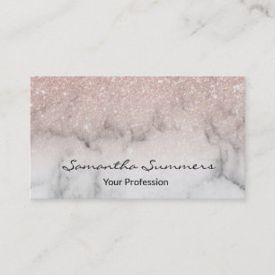 Rose Gold Ombre Glitter Marble Customise Glitter Business Card