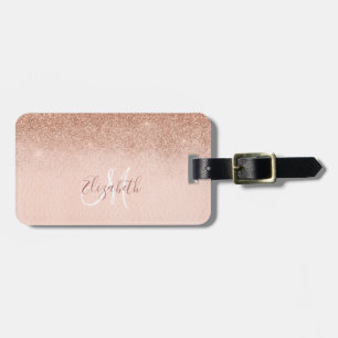 Rose Gold Ombre Glitter Monogram Luggage Luggage Tag