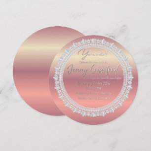 Rose Gold Ombre Round Bridal Shower Invitation E