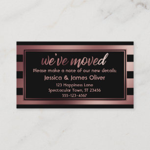 Rose Gold Ombre Stripes "We've Moved" Card