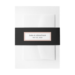 Rose Gold on Black   Wedding Invitation Belly Band
