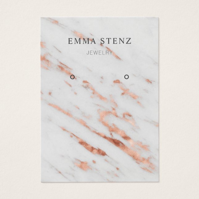 Rose Gold on white Marble Earring Display Card (Front)