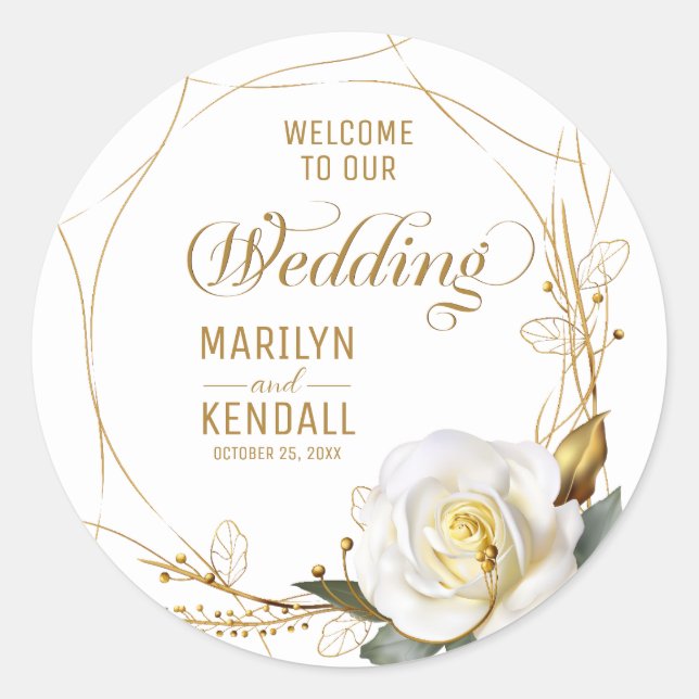 Rose Gold Organic Floral Classic Round Sticker (Front)