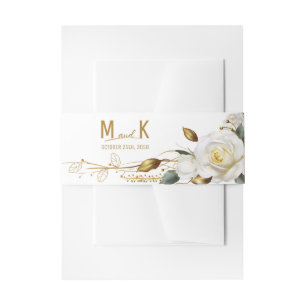 Rose Gold Organic Floral Wedding Invitation Belly Band