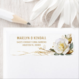 Rose Gold Organic Floral Wedding Label