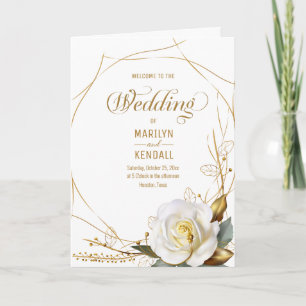Rose Gold Organic Floral Wedding Program Programme