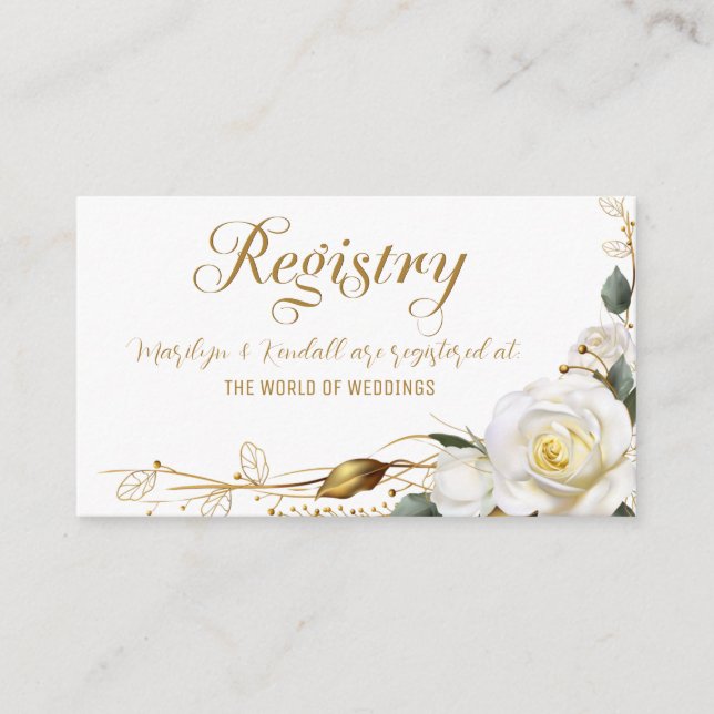 Rose Gold Organic Floral Wedding Registry Enclosure Card (Front)