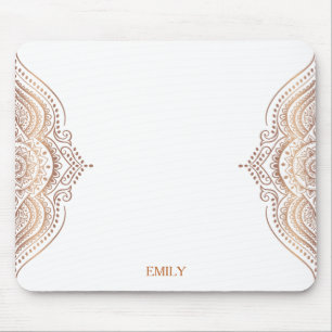 Rose-gold ornate mandala custom text mouse mat