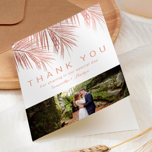 Rose gold palm 2 photos thank you wedding (Rose gold palm 2 photos thank you wedding)