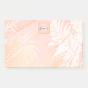 Rose gold palm leaves monogram post-it notes