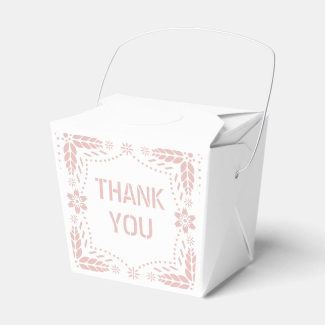 Rose gold papel picado Thank You Baby Girl Shower Favour Box (Front Side)