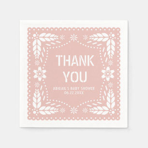 Rose gold papel picado Thank You Baby Girl Shower Napkin
