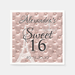 Rose Gold Paris Sweet Sixteen Birthday Party Napkin