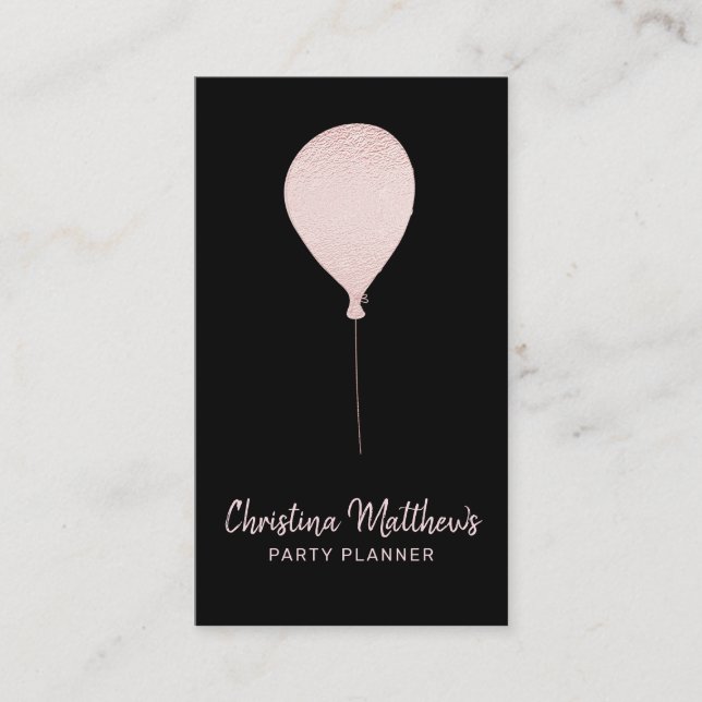 Rose Gold Party Balloon Business Card (Front)