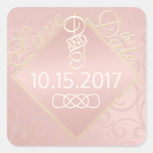 Rose Gold Pattern Save the Date Stickers
