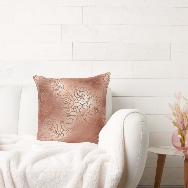 Rose Gold Pattern Throw Pillow (Couch)